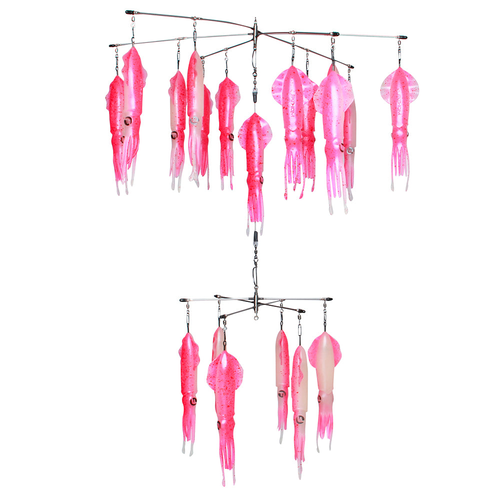 Double Tier Vivid Glow Pink No Tangle 24" x 12" Squid Dredge