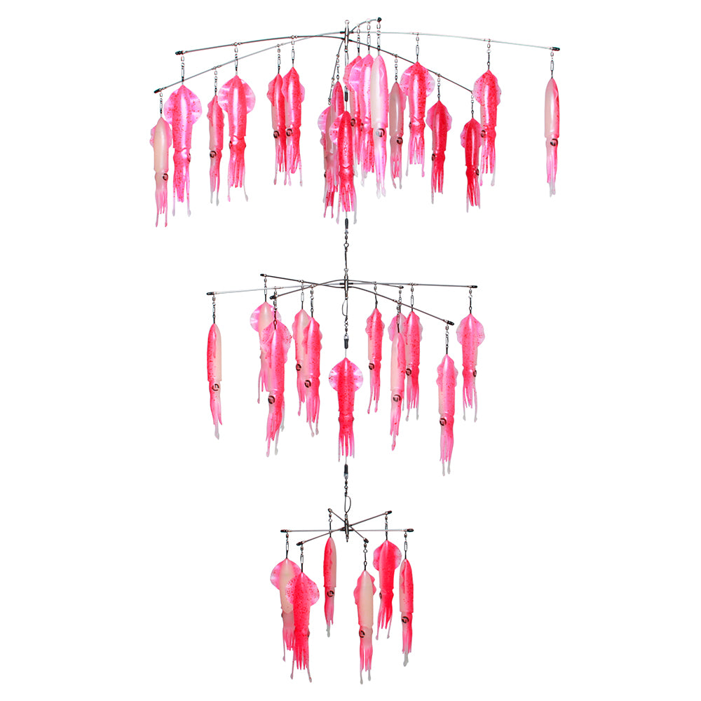 Triple Tier Vivid Glow Pink No Tangle 36" x 24" x 12" Squid Dredge